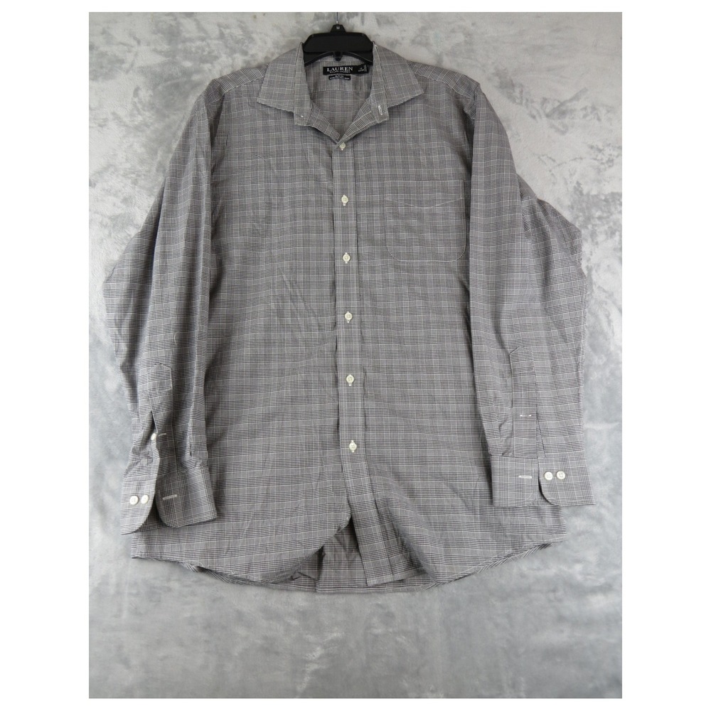 Lauren Ralph Lauren Slim Fit‎ 17/34–35 Men's Plaid Dress Shirt Stretch Non-Iron